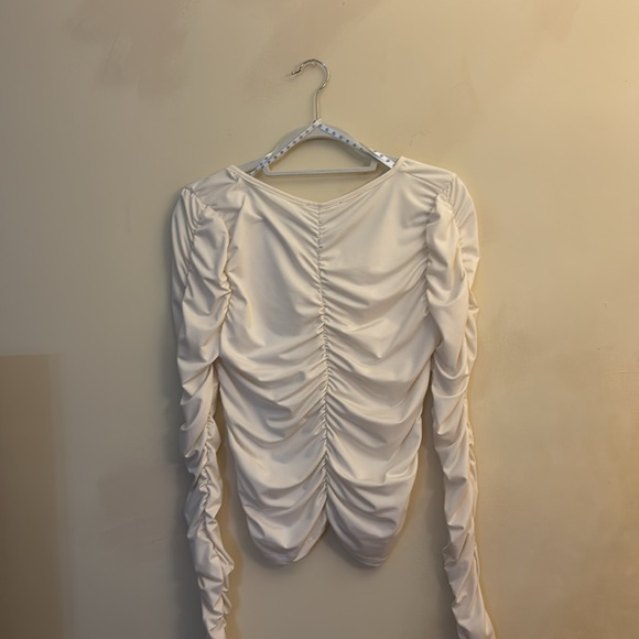 Misguided Long Sleeve Ruffle Top Stretch Material - Picture 3 of 3